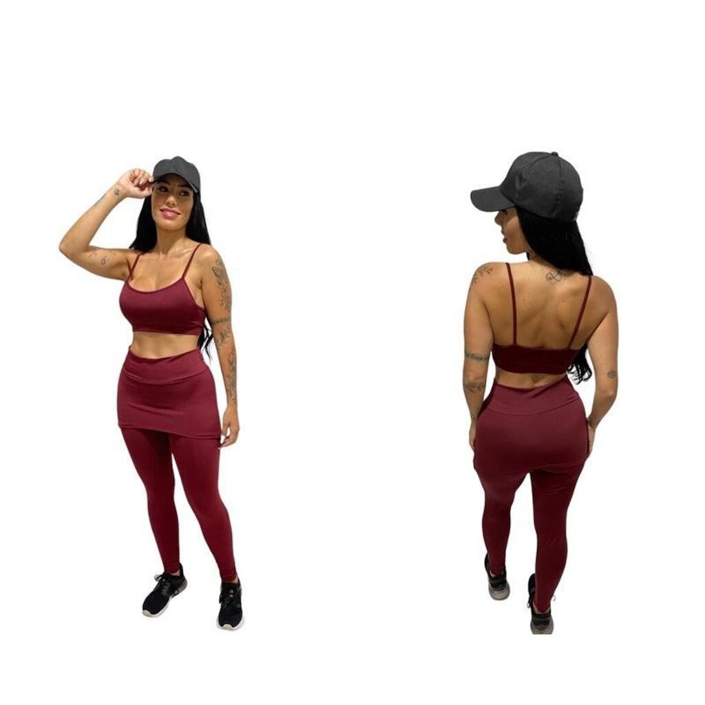 Calça legging suplex saia tapa bumbum leg cintura alta fitness