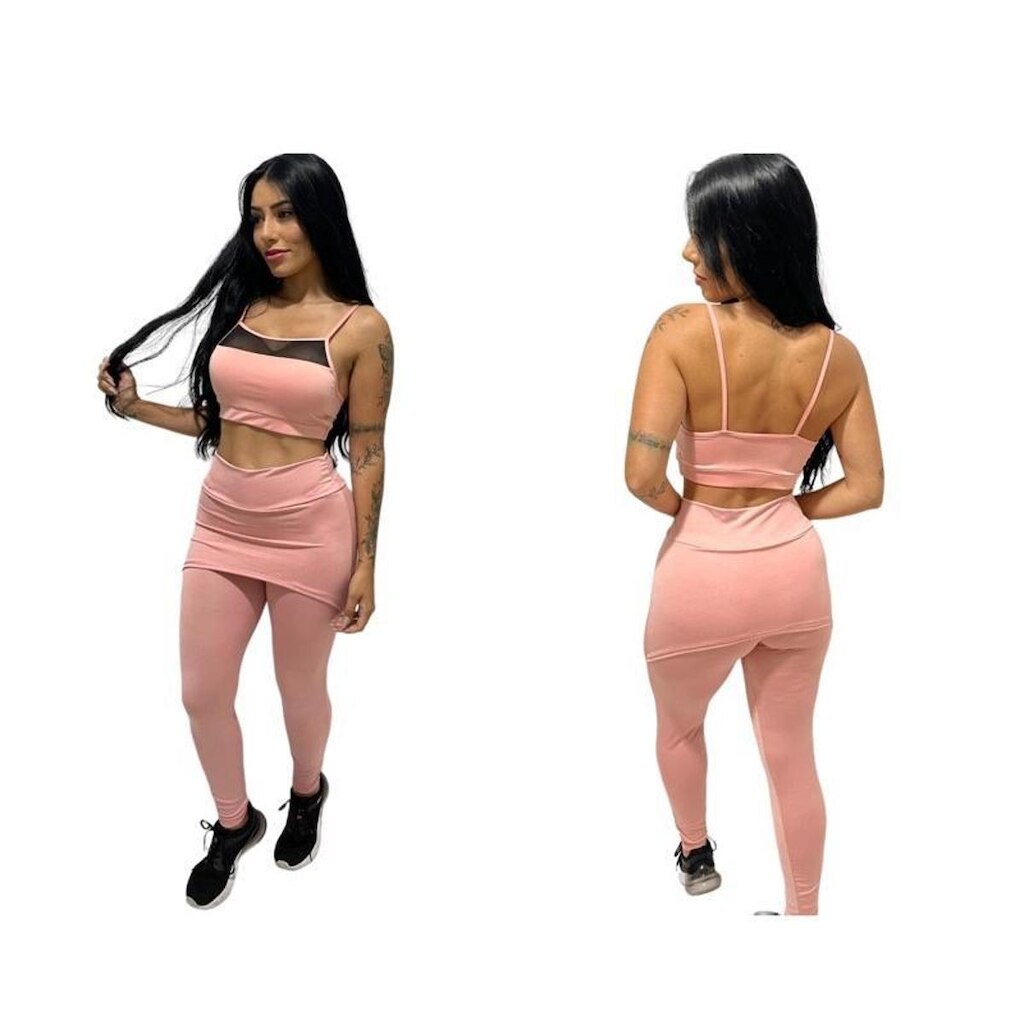Calça legging suplex saia tapa bumbum leg cintura alta fitness