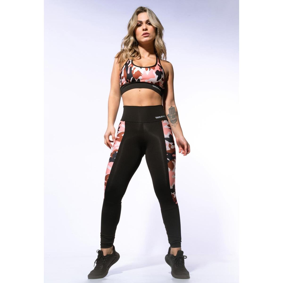 Calça Legging Warfit com Recorte Lateral Sublimado Marrom Menor preço em Calça Legging Warfit com Recorte Lateral Sublimado Marrom