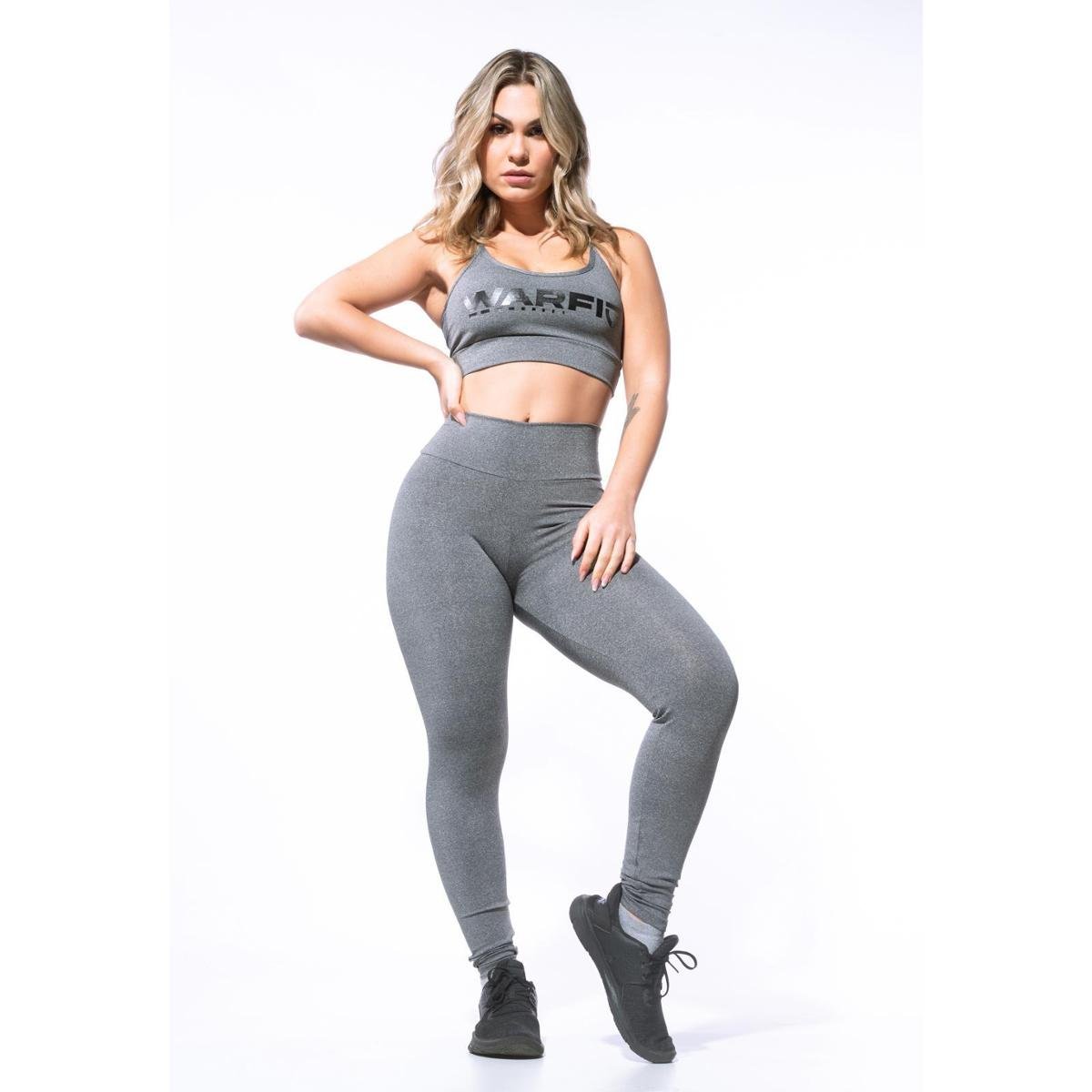 Calça Legging Warfit Cós Alto Mescla - Cinza Menor preço em Calça Legging Warfit Cós Alto Mescla - Cinza