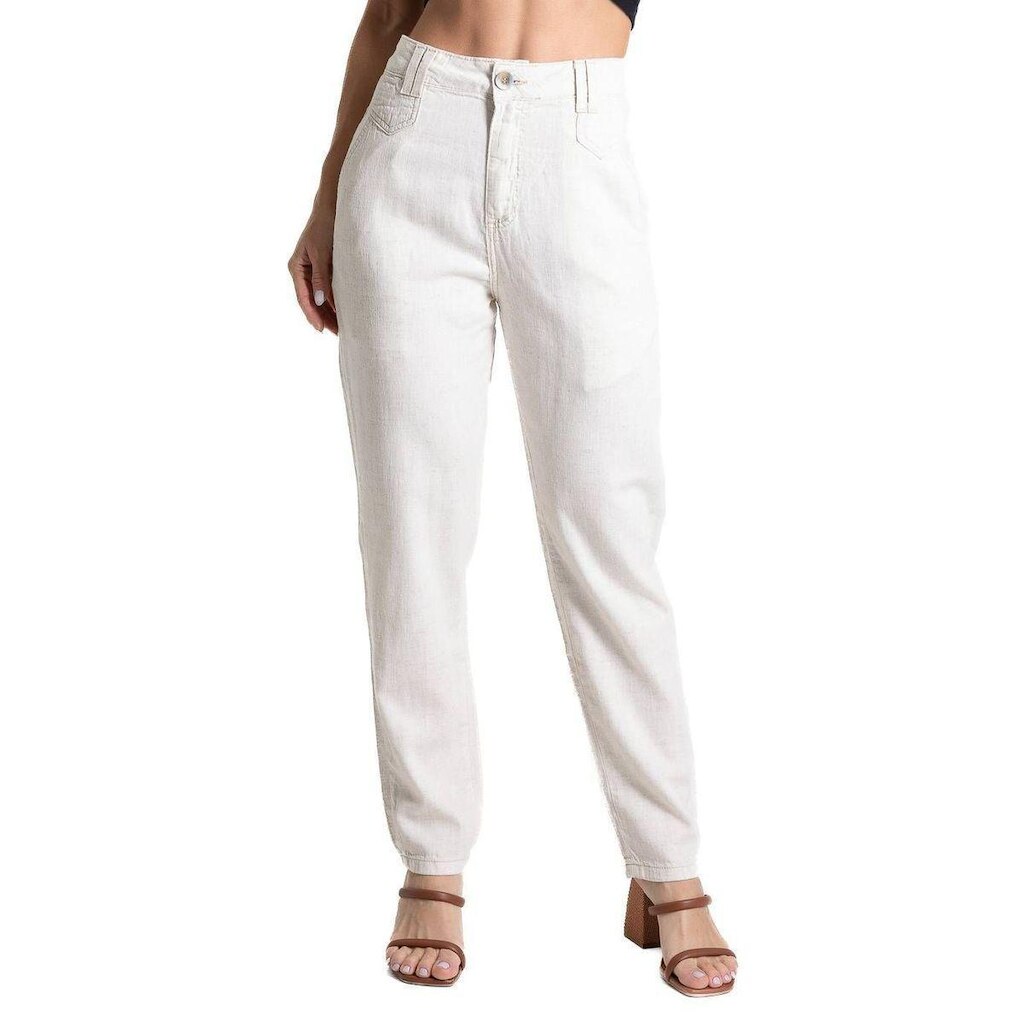 Calça Linho Sawary Mom - 281511 - OFF WHITE 46