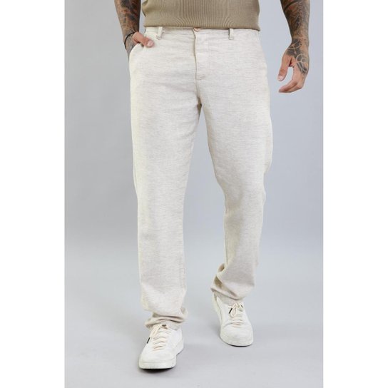 Calça Masculina Alfaiataria Bege Sport Fino