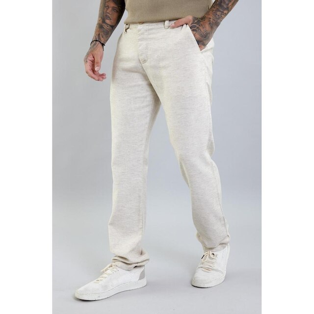 Calça Masculina Alfaiataria Bege Sport Fino