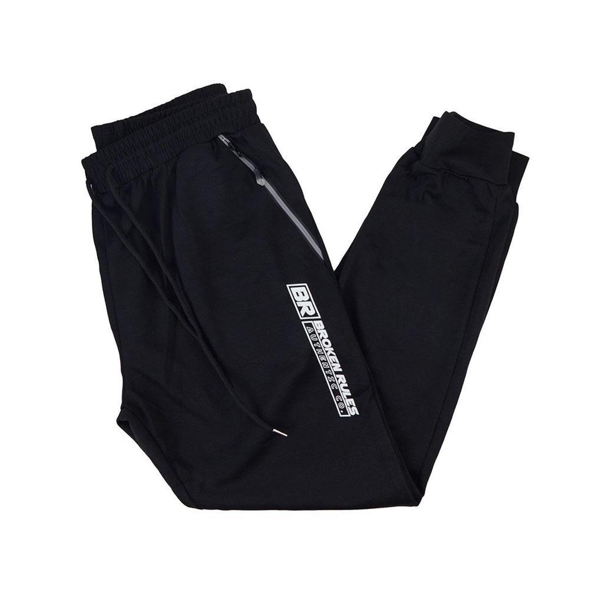 Calça Masculina Broken Rules Moletom Preta - 160091 - Preto Menor preço em Calça Masculina Broken Rules Moletom Preta - 160091 - Preto