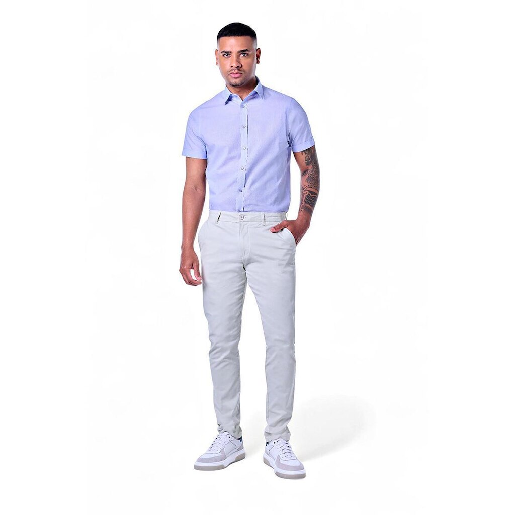 Calça Masculina Chino Básica Casual Algodão E Elastano Pacific Blue
