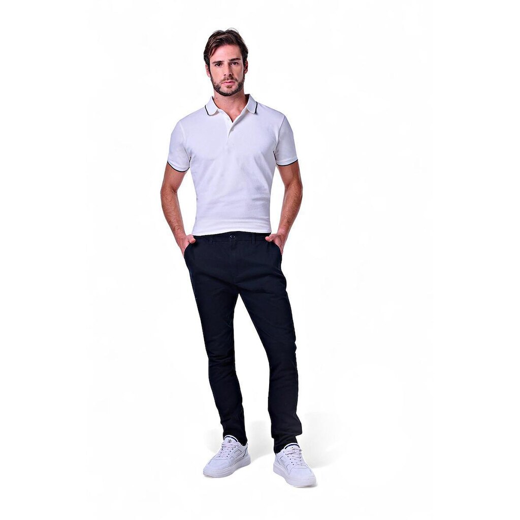 Calça Masculina Chino Básica Casual Algodão E Elastano Pacific Blue