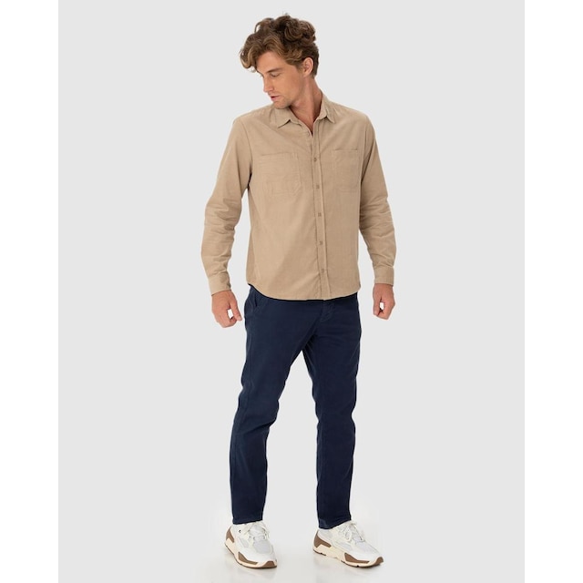 Calça Masculina Chino Em Sarja Com Elastano