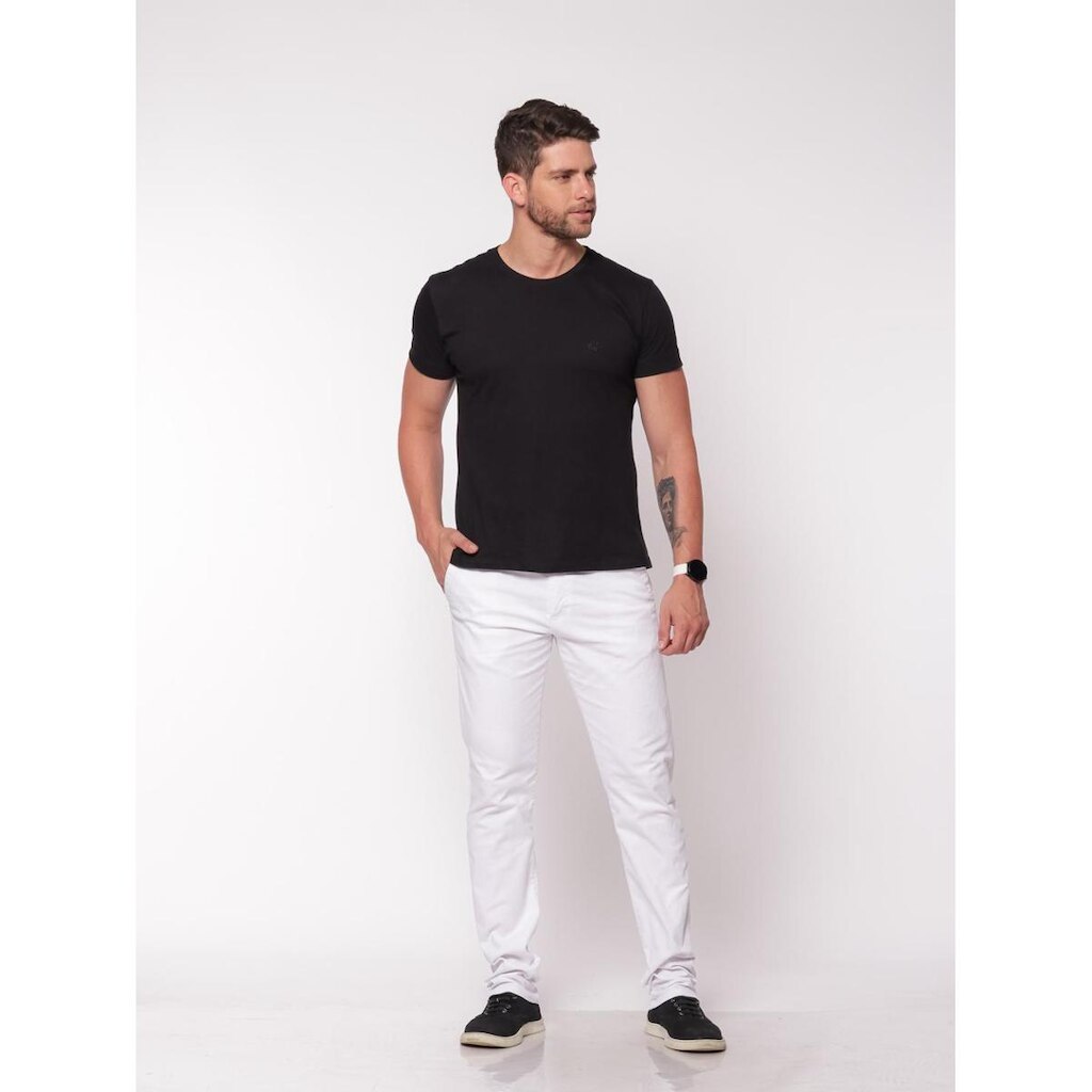 Calça masculina em Sarja 7894 Branca