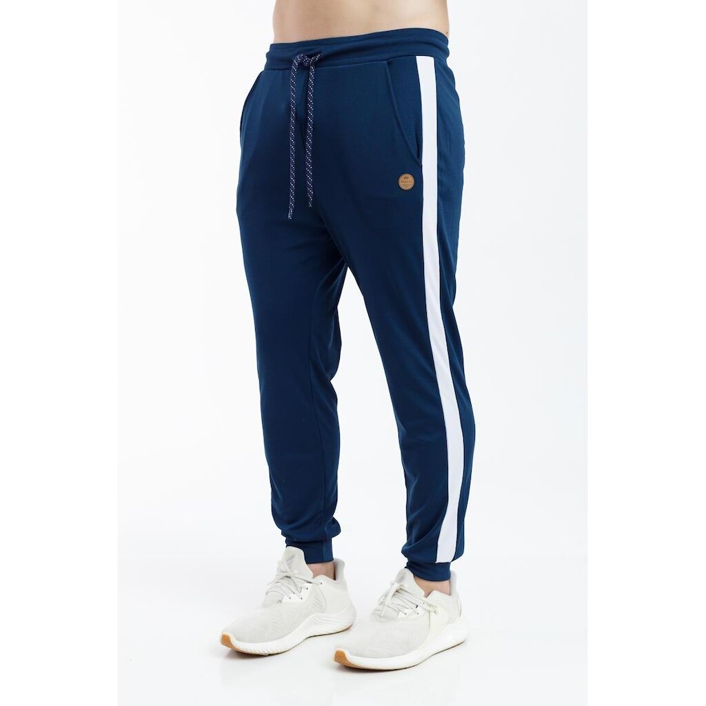Calça Masculina Helanca Esportiva Faixa Lateral Marinho