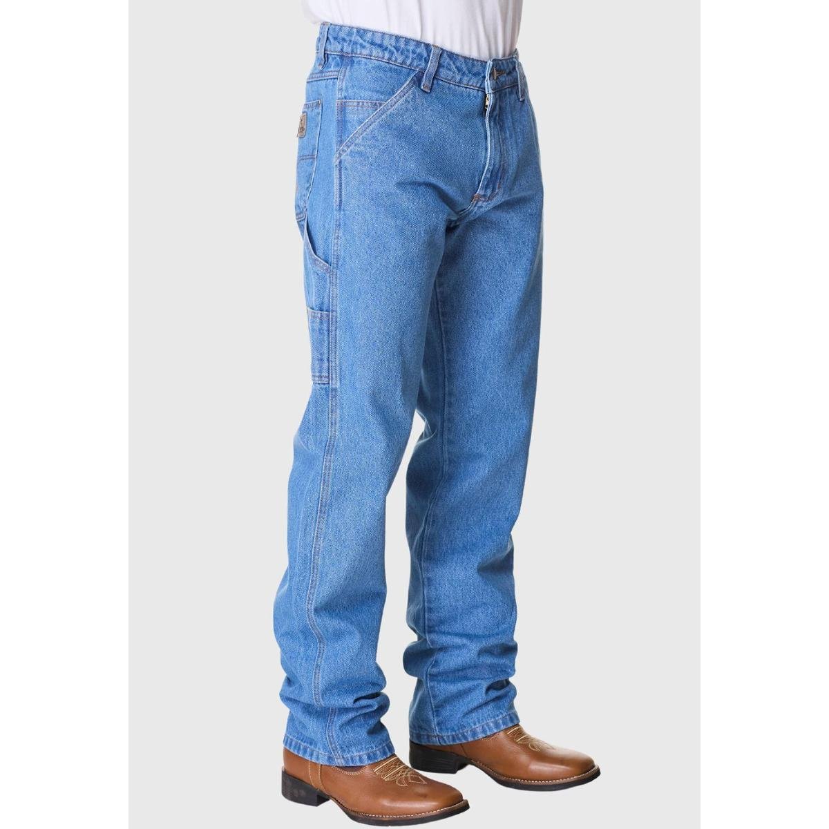 Calça Masculina HNO Jeans Carpinteira Country Reforçada Azul Claro Menor preço em Calça Masculina HNO Jeans Carpinteira Country Reforçada Azul Claro