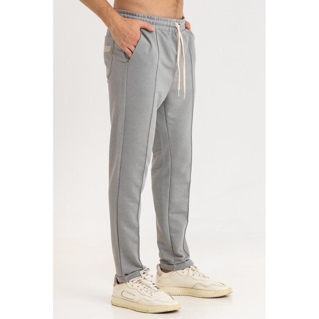 Calça Masculina Moletom Sustentável Estilo Alfaiataria Chumbo