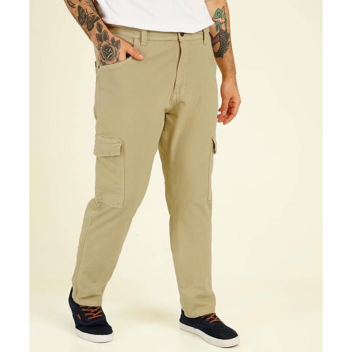 Calça Masculina Sarja Bolsos Cargo Plus Size - 10048241663 - Bege é ruim? Calça Masculina Sarja Bolsos Cargo Plus Size - 10048241663 - Bege é boa?