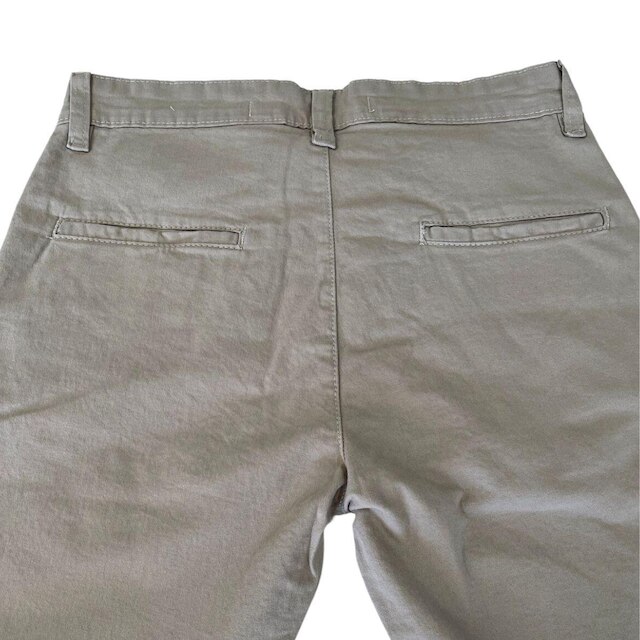 Calça Masculina Sarja com Elastano Bolso Chino Alfaiataria Social Cáqui Wolfgan