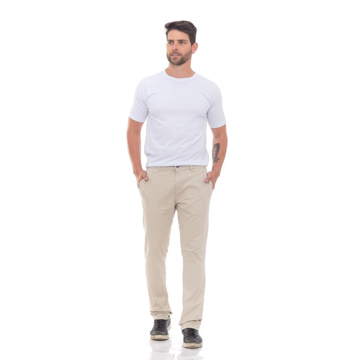 Calça Masculina Sarja Social Plus Size Preta Branca Homem