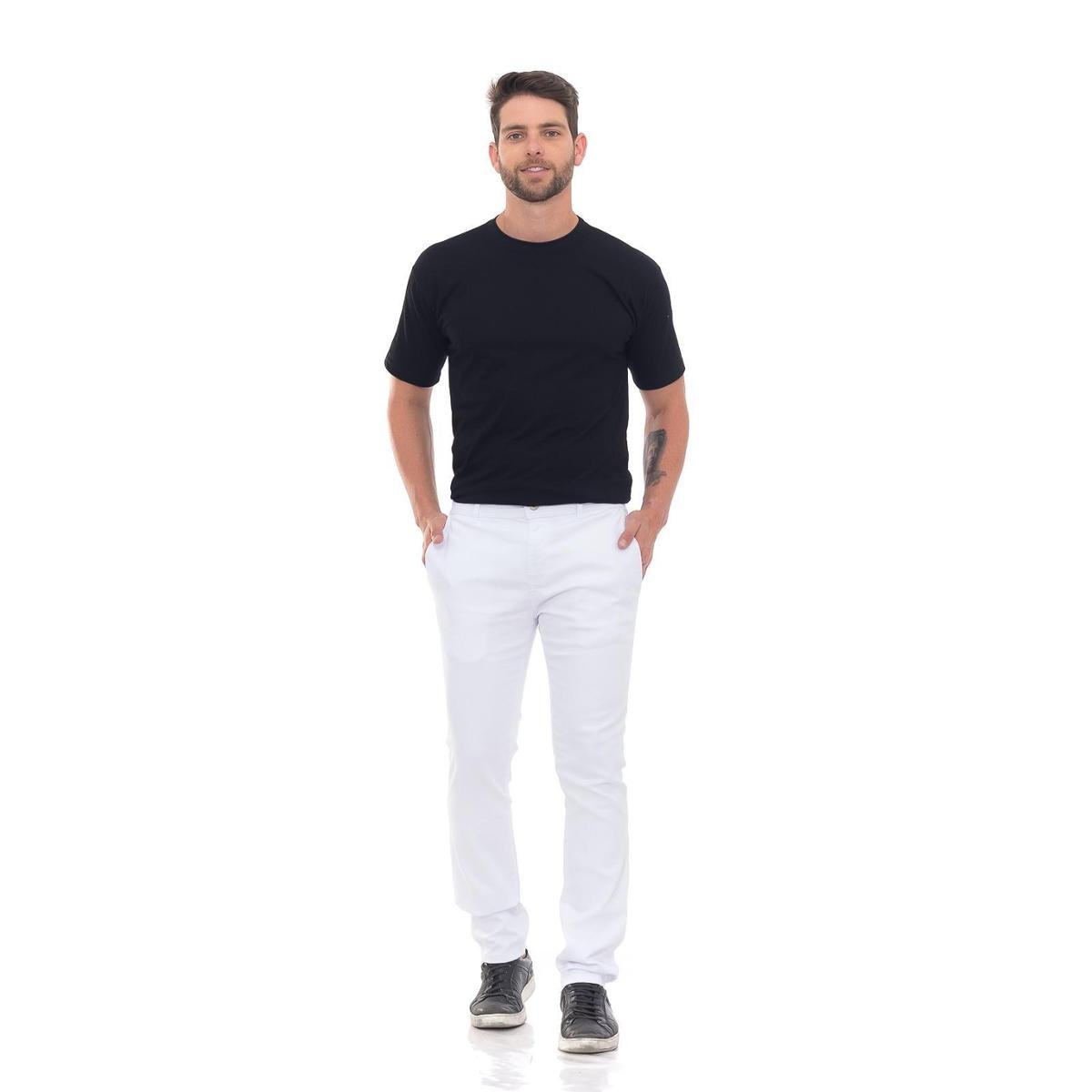 Calça Masculina Sarja Social Plus Size Preta Branca Homem Menor preço em Calça Masculina Sarja Social Plus Size Preta Branca Homem