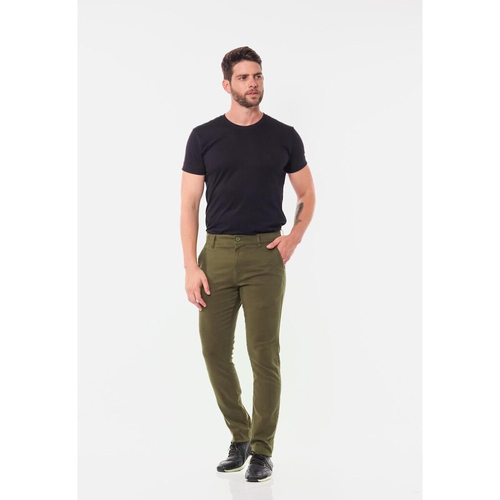 Calça masculina Slim em Sarja 7898 Verde