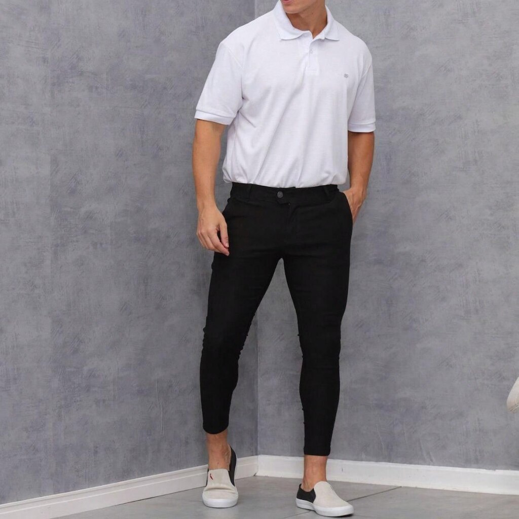 Calça Masculina Slim Fit Super Skinny Calça de Sarja