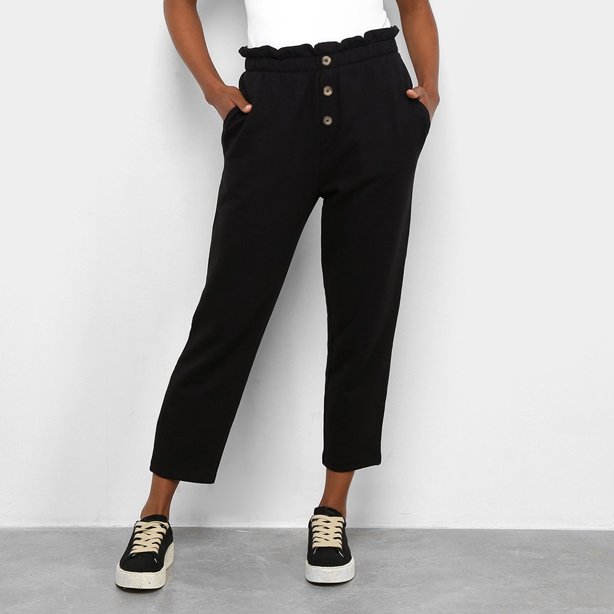 Calça Moletom Carrot Hering Feminina - Chumbo Menor preço em Calça Moletom Carrot Hering Feminina - Chumbo