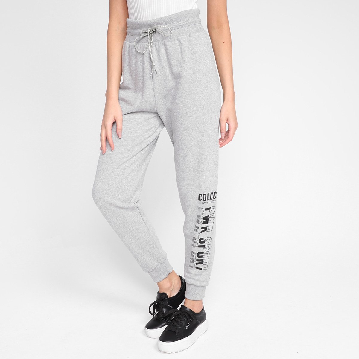 Calça Moletom Colcci Jogger Cintura Alta Feminina - Mescla Menor preço em Calça Moletom Colcci Jogger Cintura Alta Feminina - Mescla