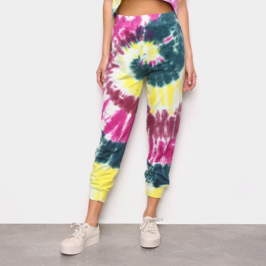 Calça Moletom Colcci Tie Dye Feminina - Verde+Rosa