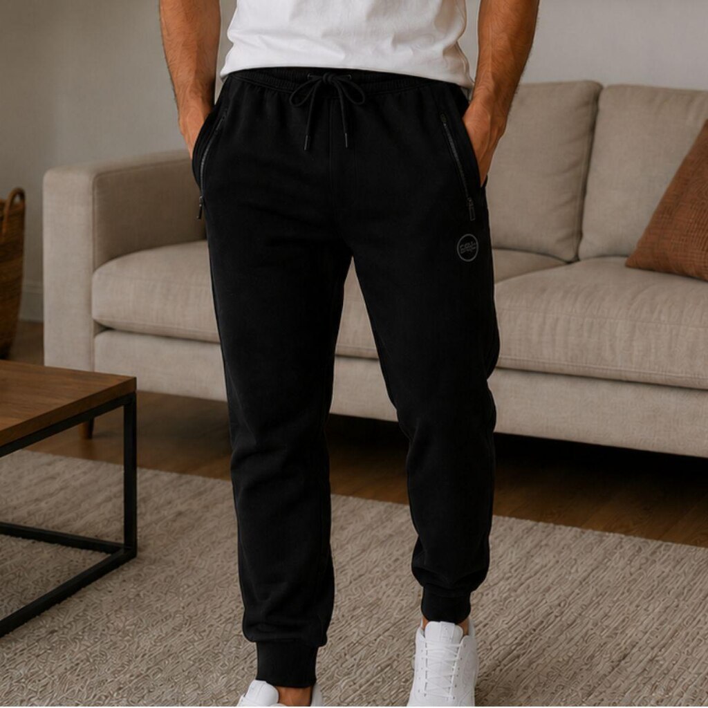 Calça Moletom Com Ziper nos Bolsos
