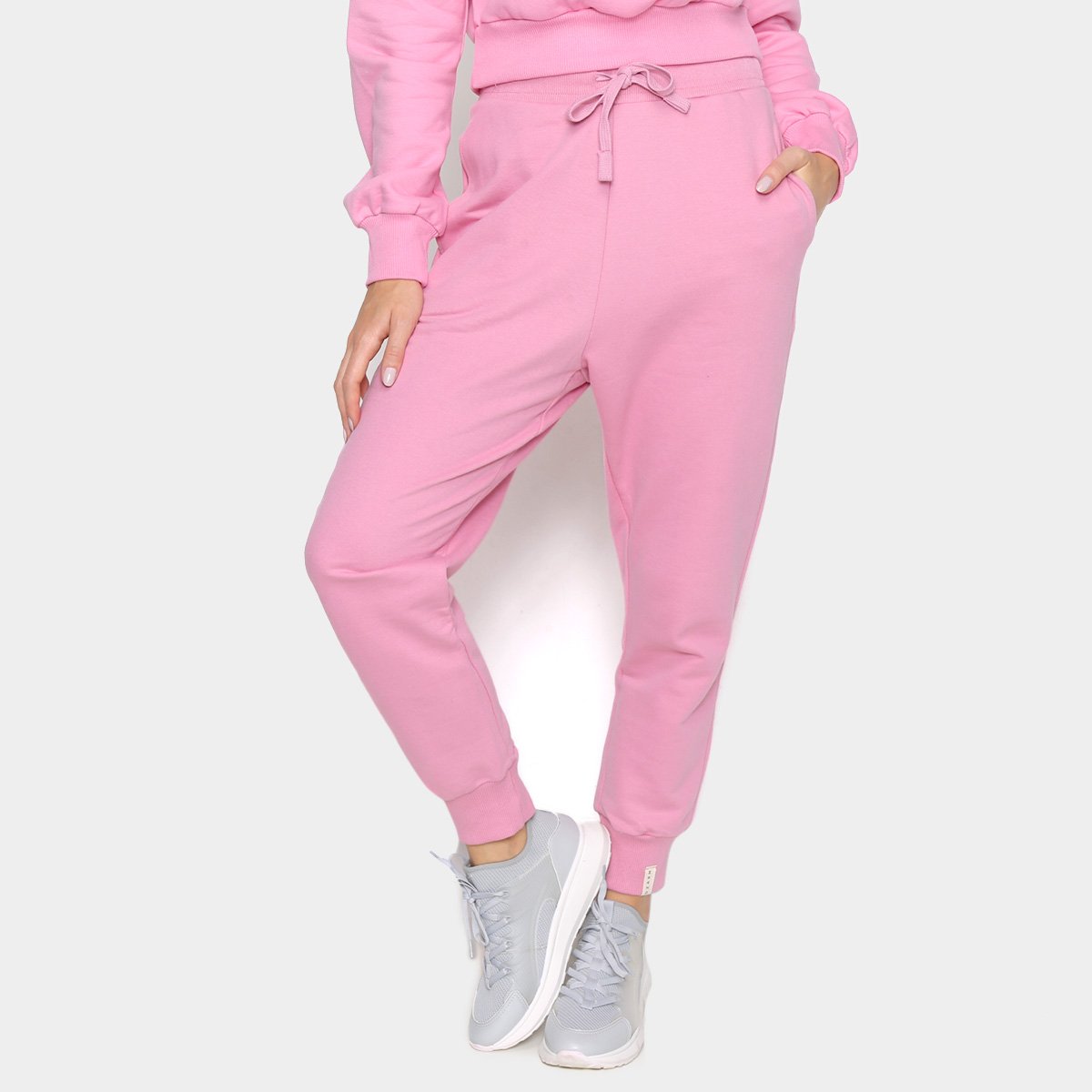 Calça Moletom Dzarm Básica Feminina - Rosa Claro Menor preço em Calça Moletom Dzarm Básica Feminina - Rosa Claro