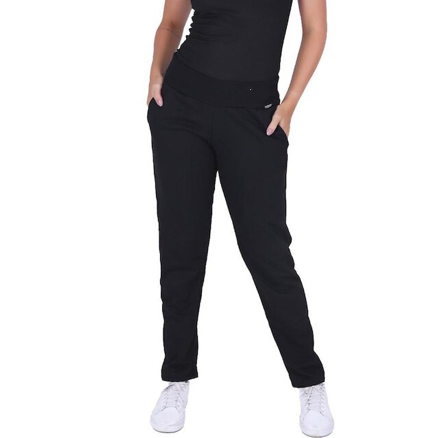 Calça Moletom Feminina Algodão Forrada com Bolsos