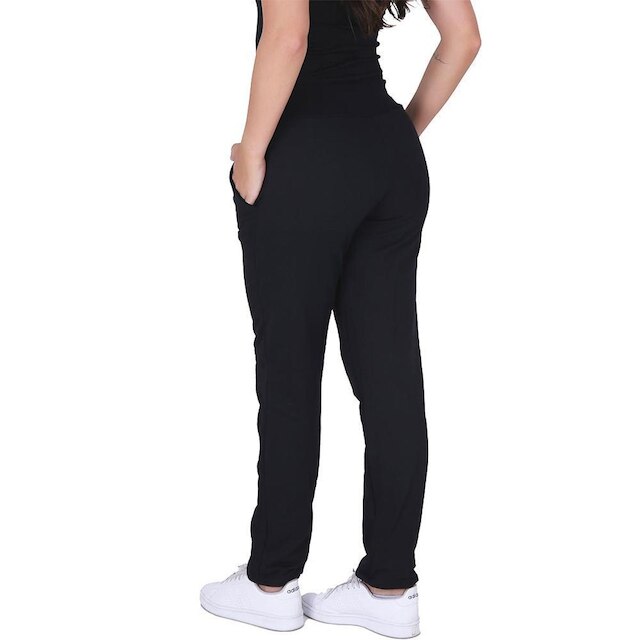 Calça Moletom Feminina Algodão Forrada com Bolsos