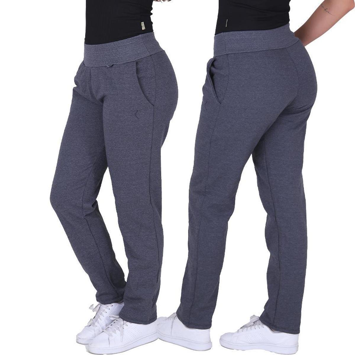 Calça Moletom Feminina Algodão Forrada com Bolsos Menor preço em Calça Moletom Feminina Algodão Forrada com Bolsos