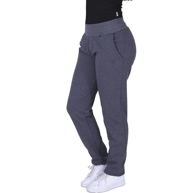 Calça Moletom Feminina Algodão Forrada com Bolsos