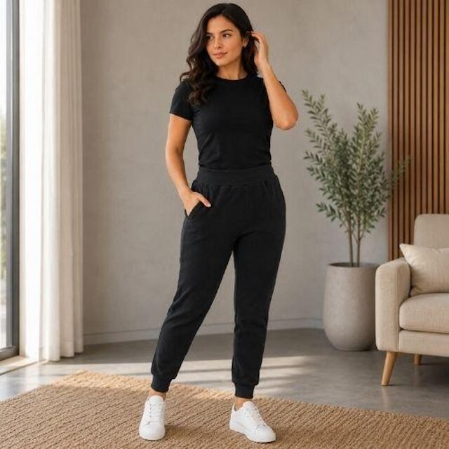 Calça Moletom Feminina Jogger 3D Com Bolsos Laterais