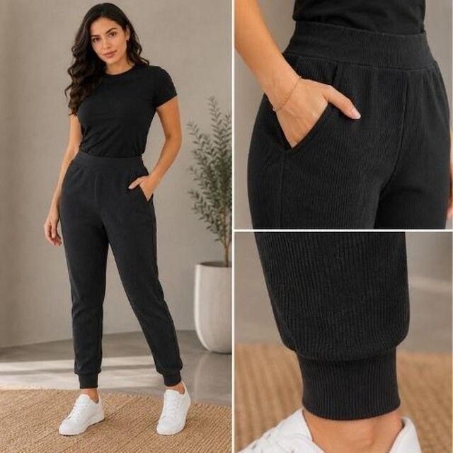 Calça Moletom Feminina Jogger 3D Com Bolsos Laterais