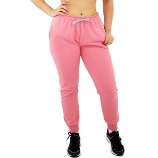 Calça Moletom Feminina Jogger Básica Rosa