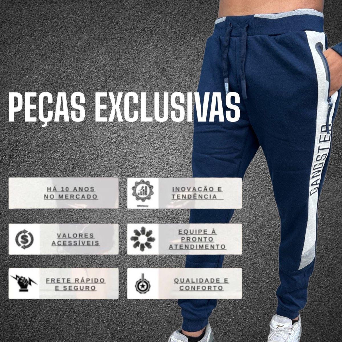 Calça Moletom Gangster Menino Flanelada Com Punho Importada Zattini