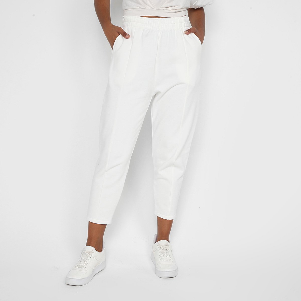 Calça Moletom Hering Pantalon Cintura Alta Feminina - Bege Menor preço em Calça Moletom Hering Pantalon Cintura Alta Feminina - Bege