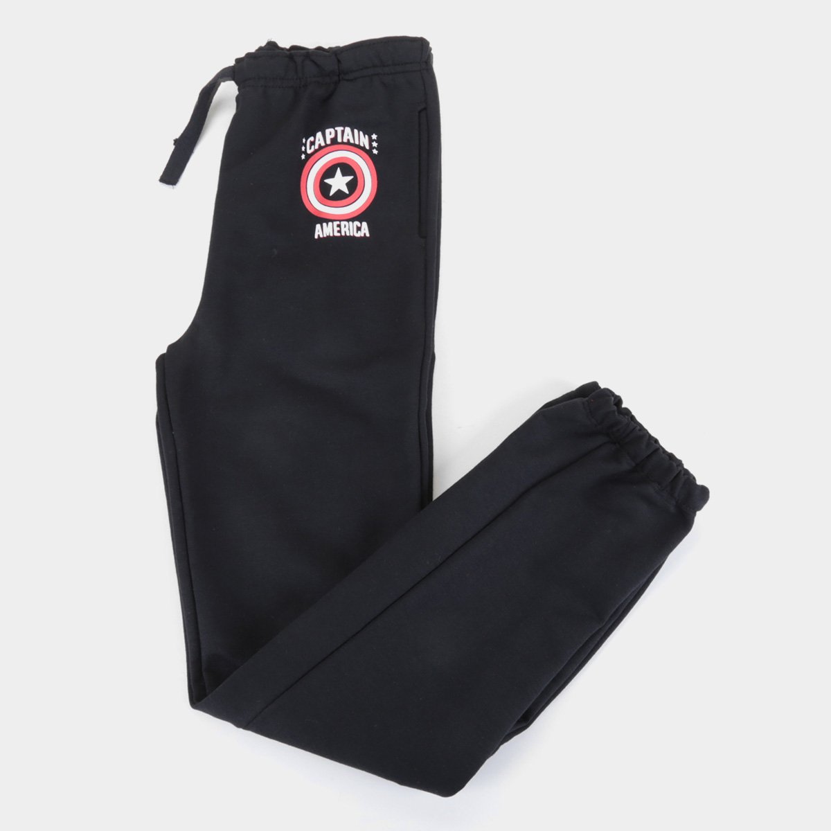 Calça Moletom Infantil Marvel Capitão América Masculina - Preto Menor preço em Calça Moletom Infantil Marvel Capitão América Masculina - Preto