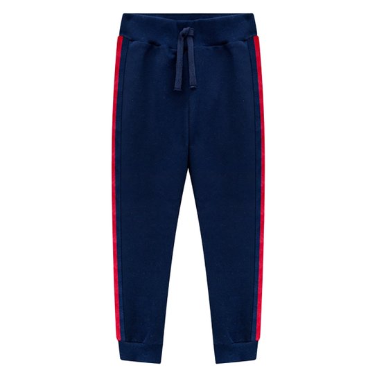 Calça Moletom Infantil Milon Peluciado Básica Masculina - Marinho