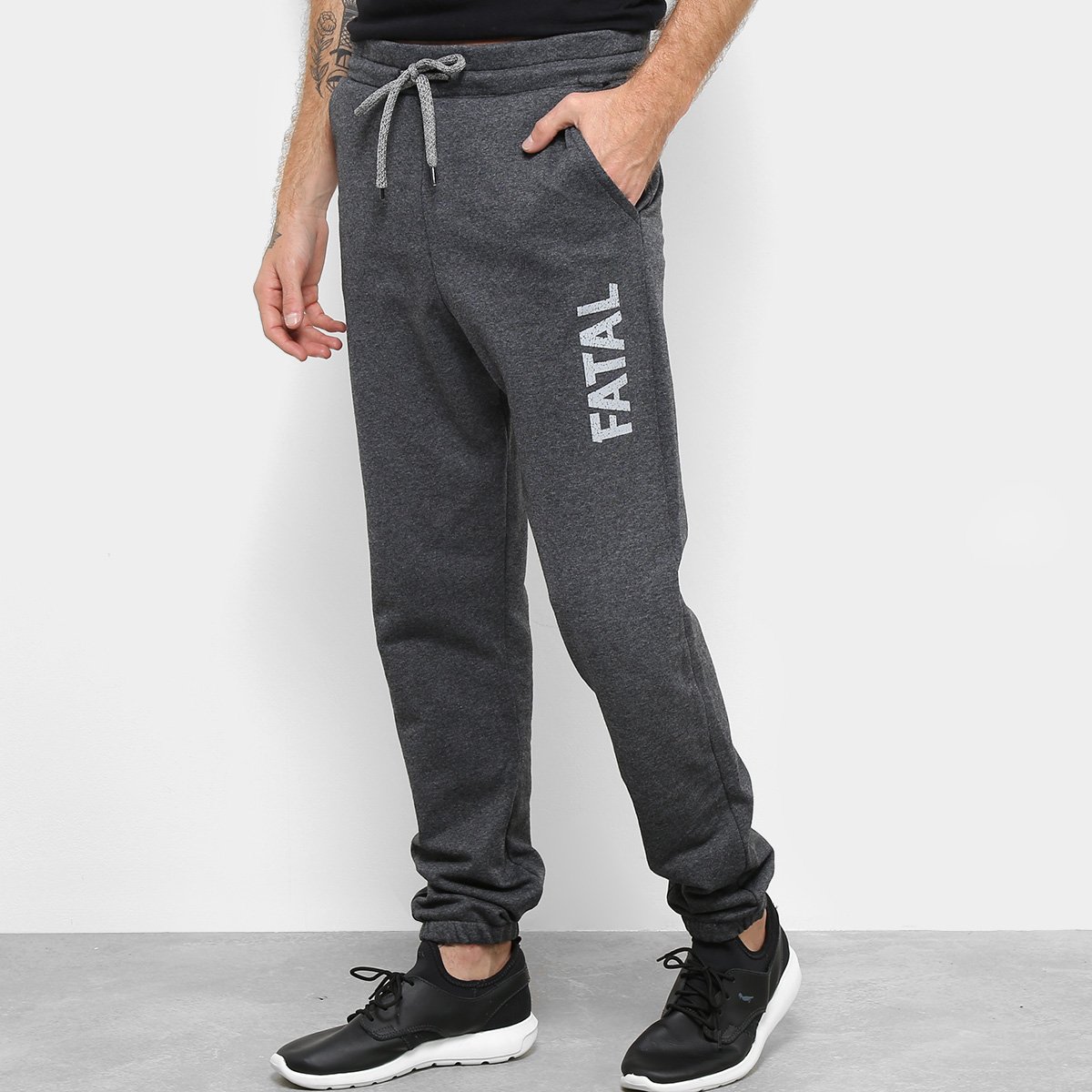 Calça Moletom Jogger Fatal Masculino - Marinho Menor preço em Calça Moletom Jogger Fatal Masculino - Marinho