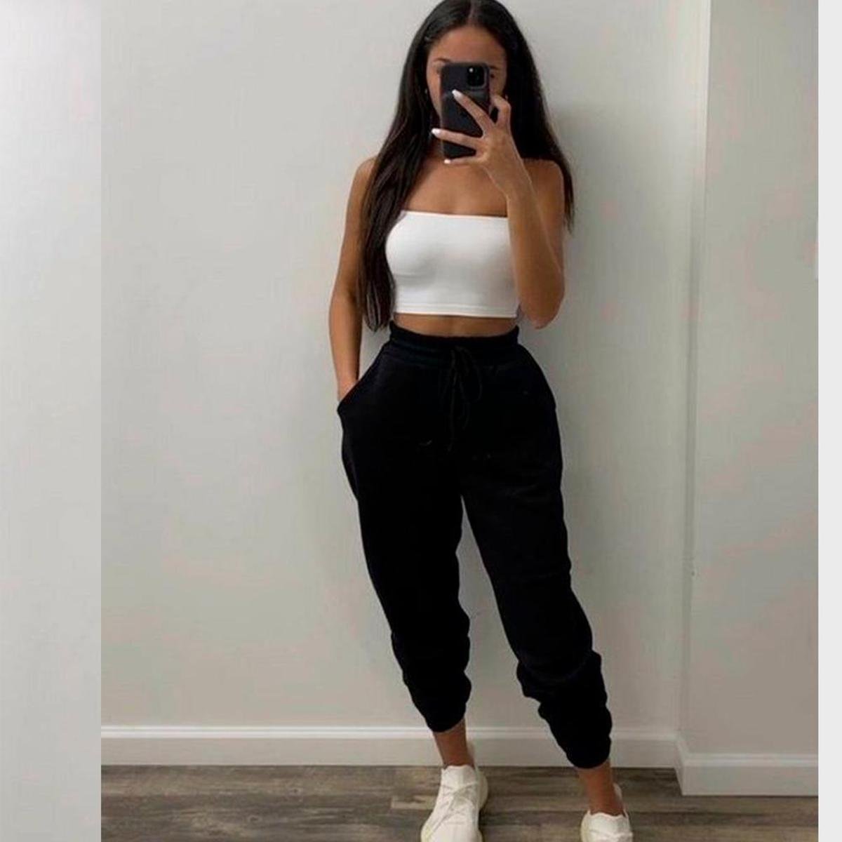 Calça Moletom Jogger Feminina Algodão Flanelada Dia a Dia Menor preço em Calça Moletom Jogger Feminina Algodão Flanelada Dia a Dia