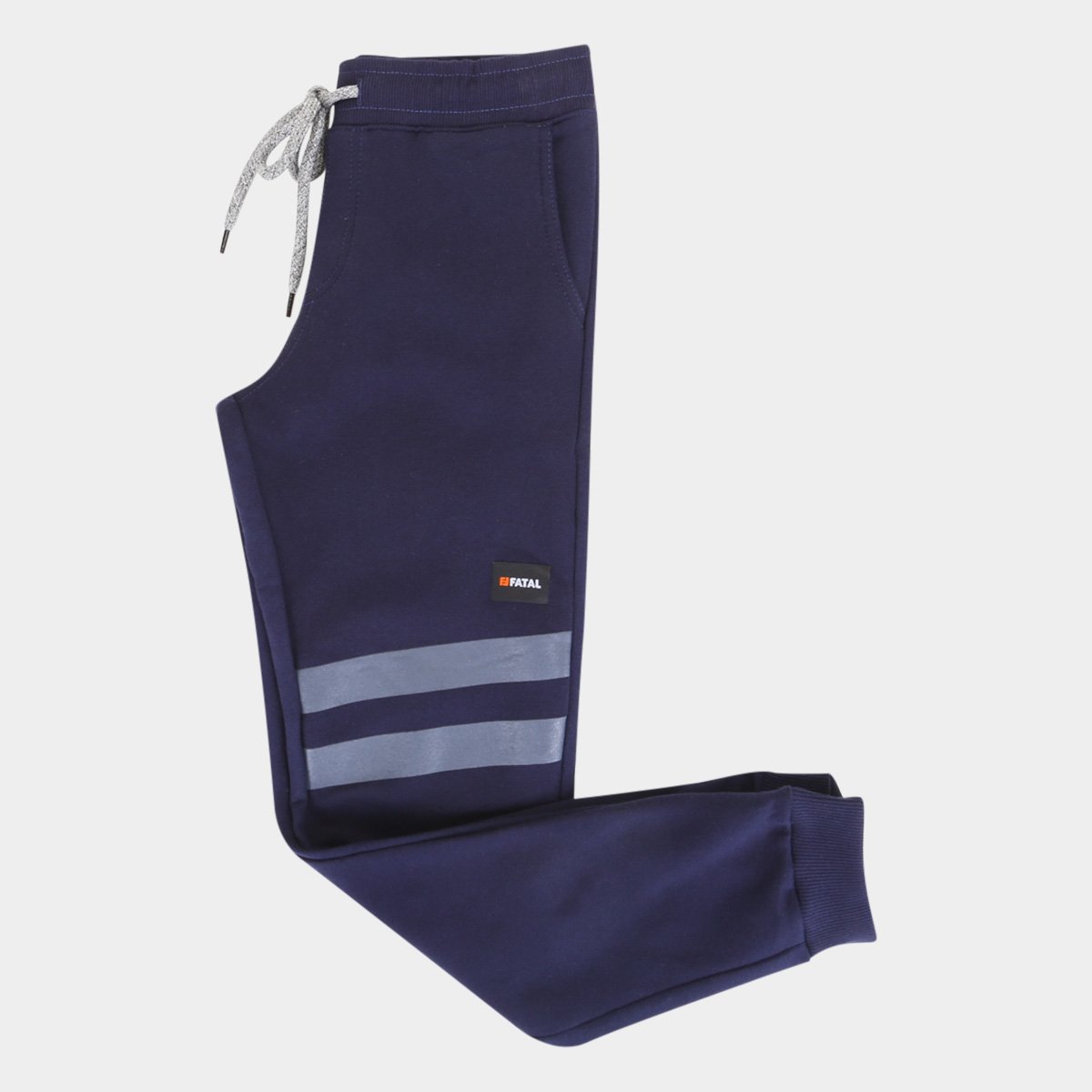 Calça Moletom Juvenil Fatal Listras Masculina - Marinho Menor preço em Calça Moletom Juvenil Fatal Listras Masculina - Marinho
