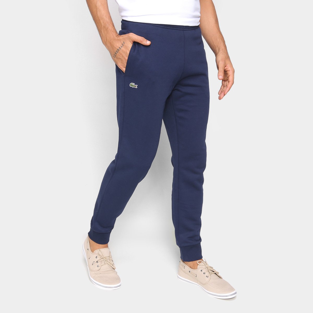 Calça Moletom Lacoste Básica Masculina - Marinho Menor preço em Calça Moletom Lacoste Básica Masculina - Marinho