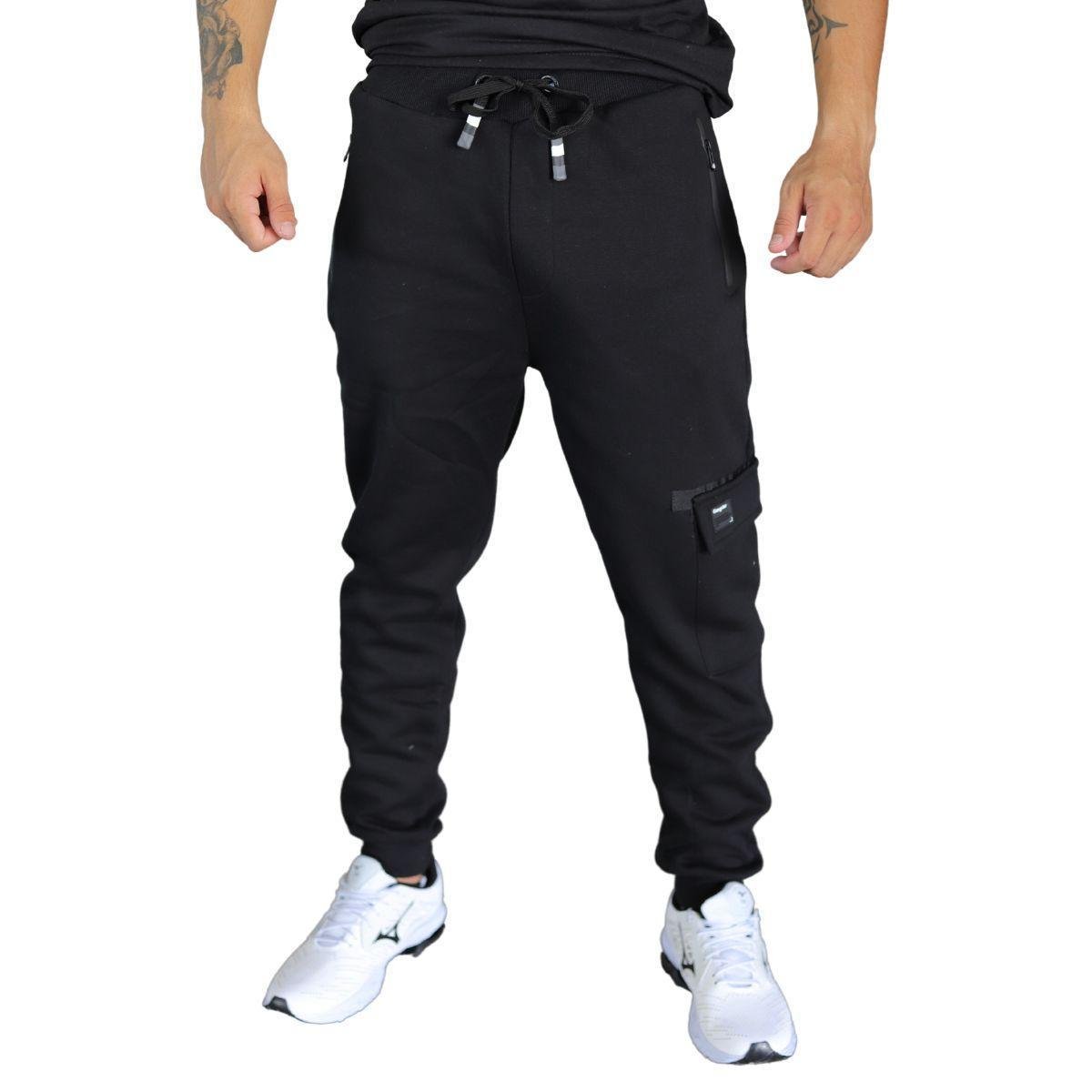 Calça Moletom Masculina Gangster 19.03.0772 - Preto Menor preço em Calça Moletom Masculina Gangster 19.03.0772 - Preto