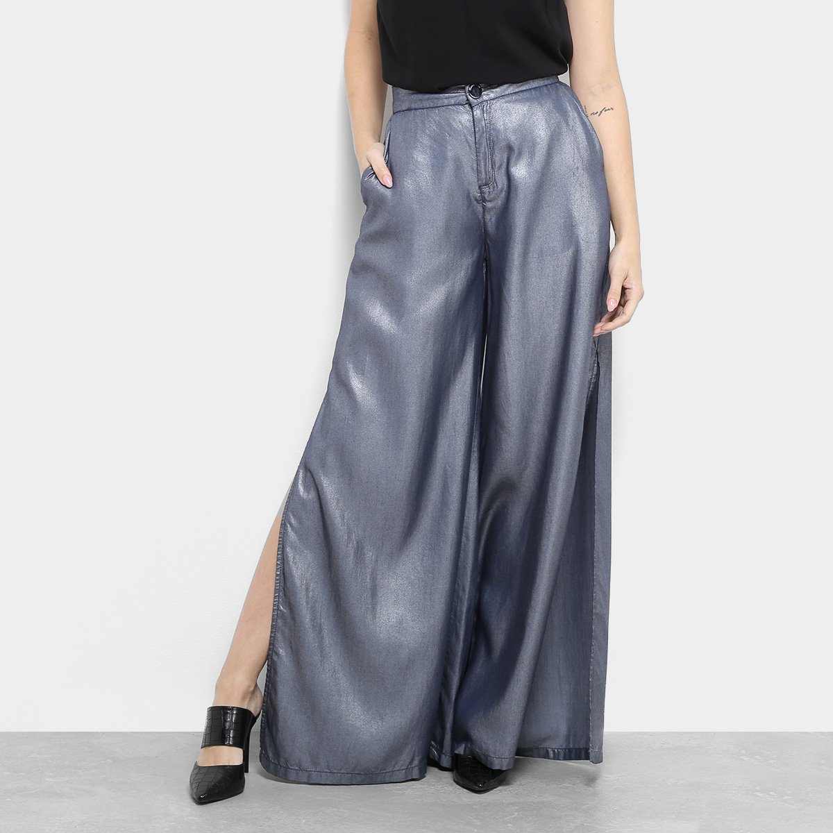 calça pantalona morena rosa