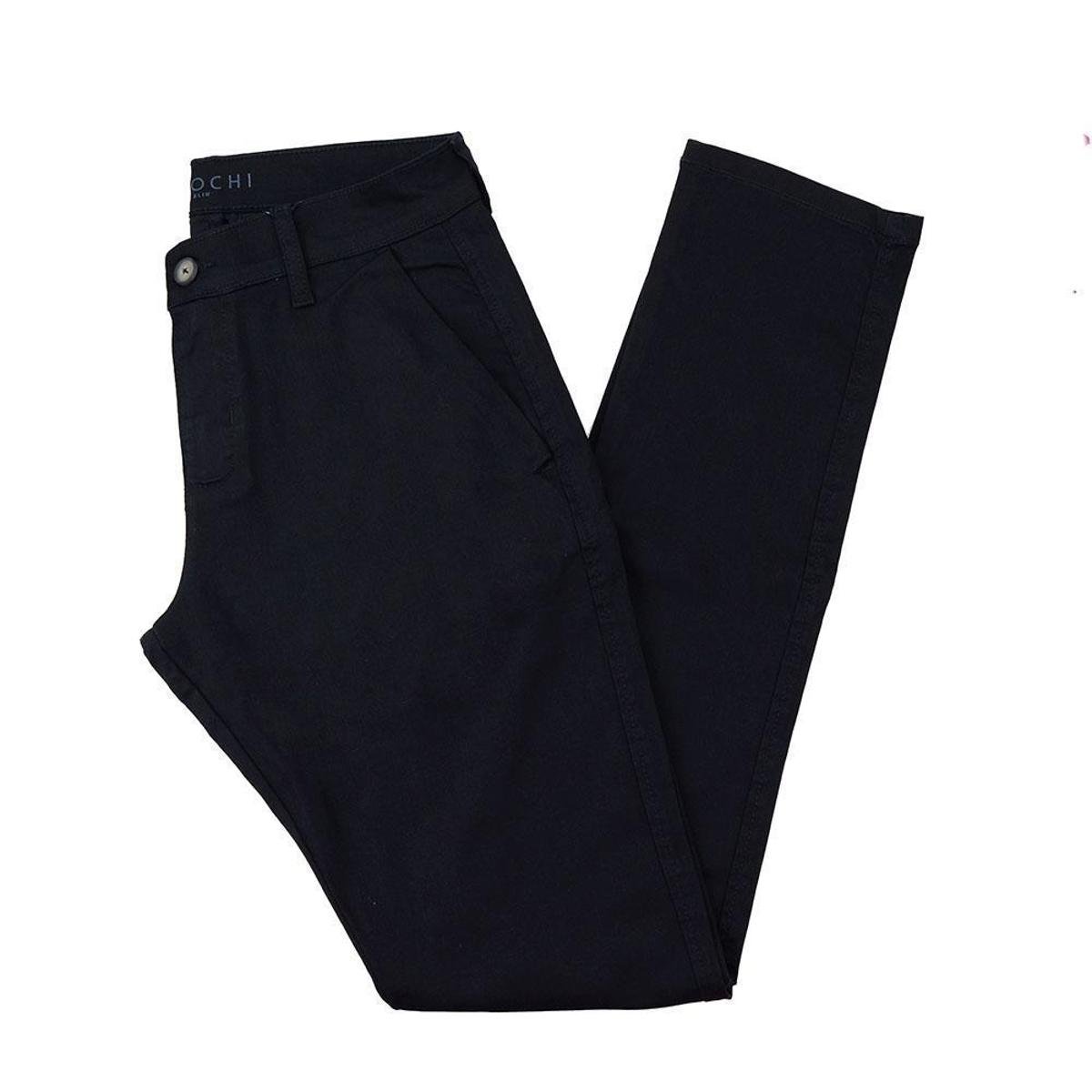 Calça Ogochi Sarja Slim Masculina - Preto Menor preço em Calça Ogochi Sarja Slim Masculina - Preto