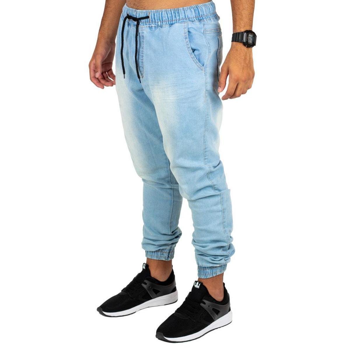 Pantalones Mujer | Bershka PantalóN Jogger Satinado Fluido Azul Claro -  Bellavista