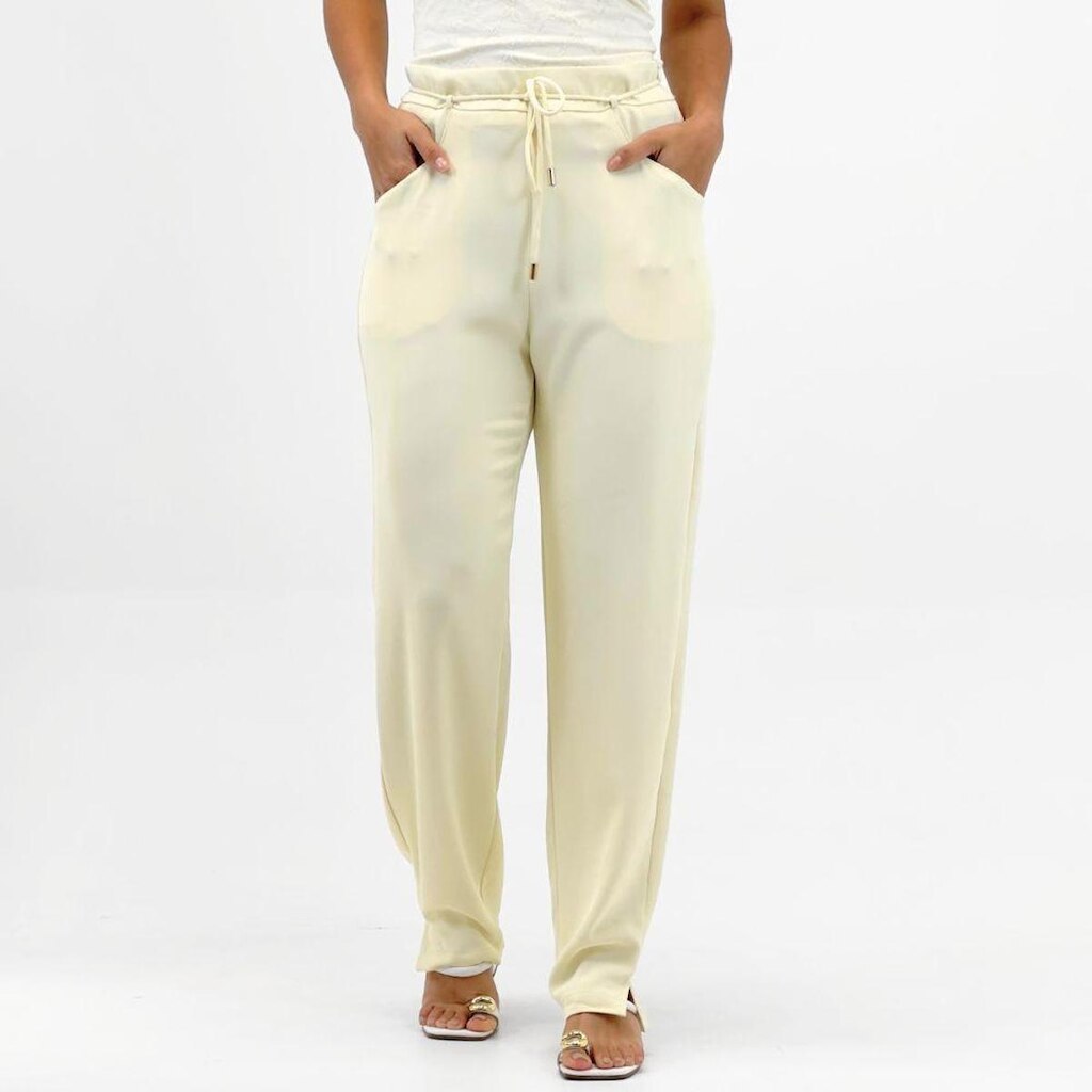 Calça Pacific Blue em Tecido Reta Feminina