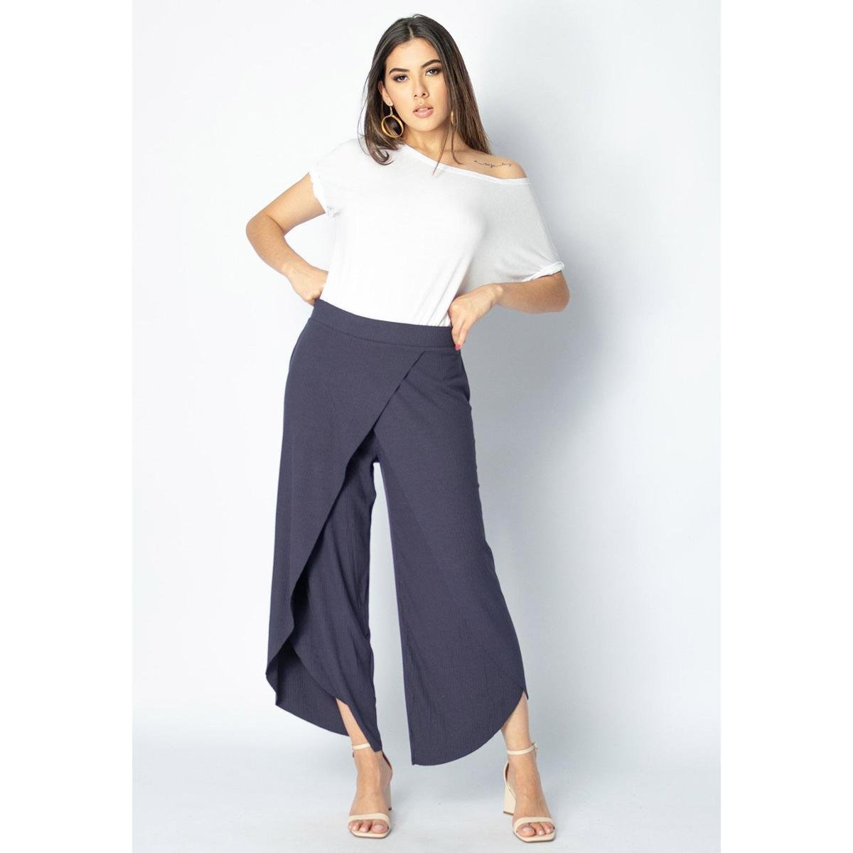 Malha Canelada CalÃ§a Pantacourt Malha Riachuelo Calça Feminina - Main Image