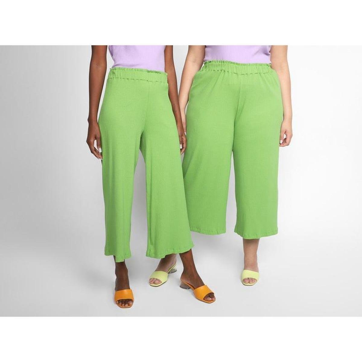 Calça Pantacourt Vista Ribana Cós Franzido - Verde Menor preço em Calça Pantacourt Vista Ribana Cós Franzido - Verde