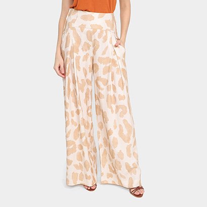Calça Pantalona All´s Pregas Feline Com Bolsos Cintura Alta Feminina - Feminino