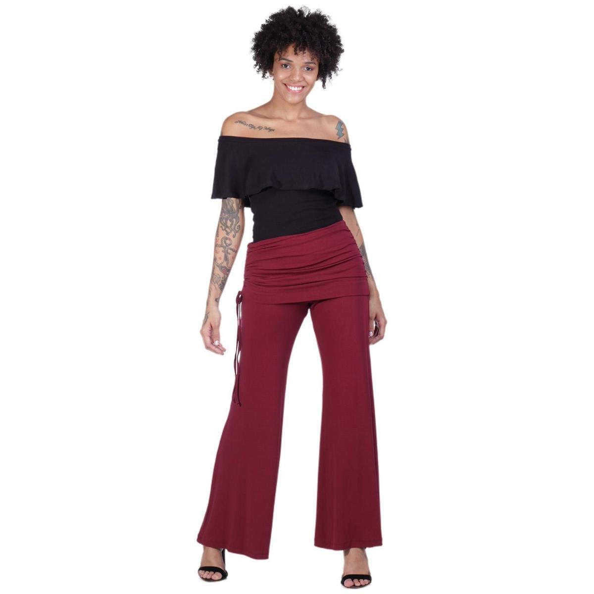 calça pantalona tipo saia